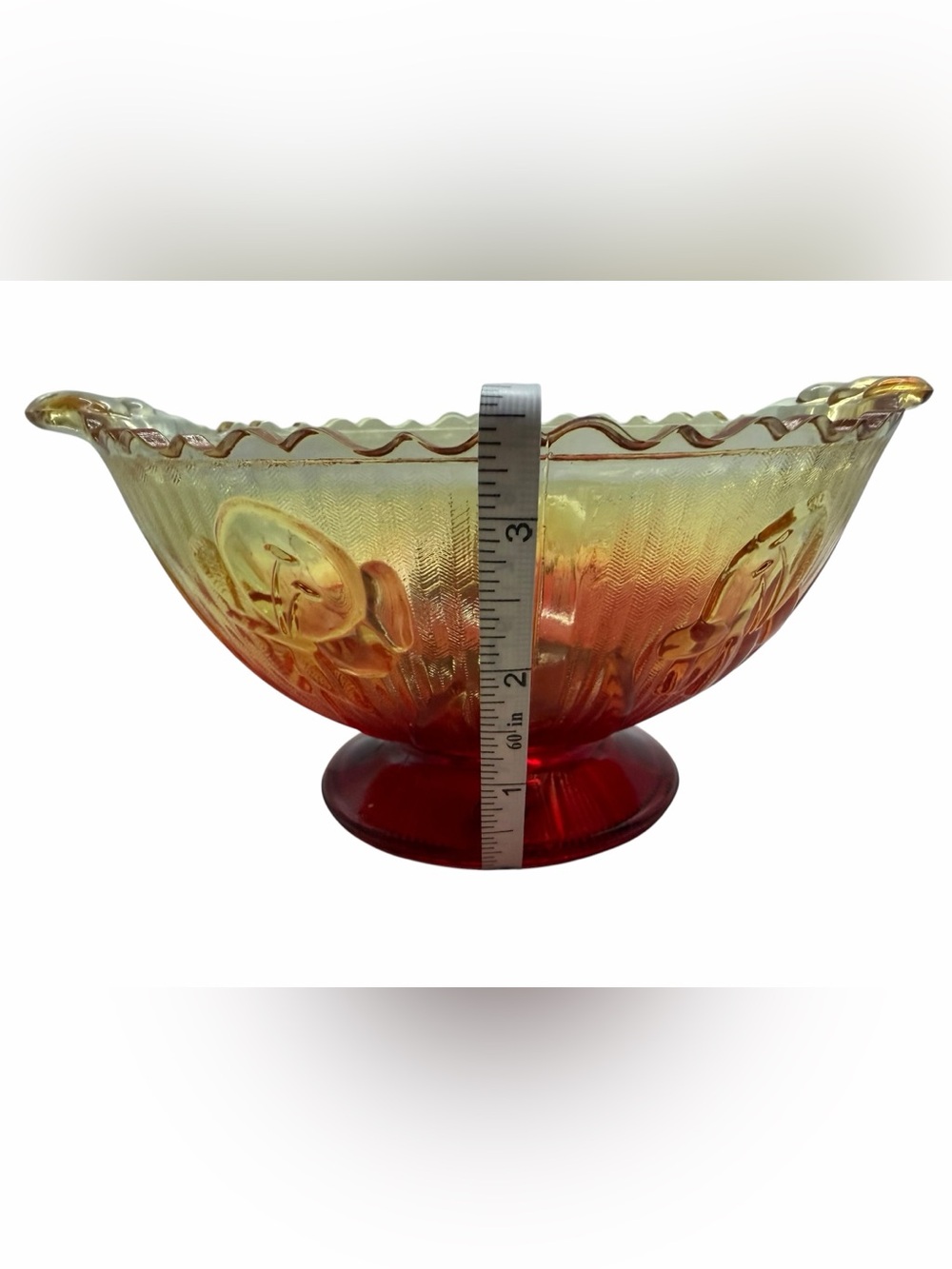 Vintage Jeannette Glass Company Iris and Herringbone Pattern Footed Candy Dish - Picture 11 of 11